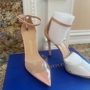 Stuart Weitzman Nude and Clear Heels